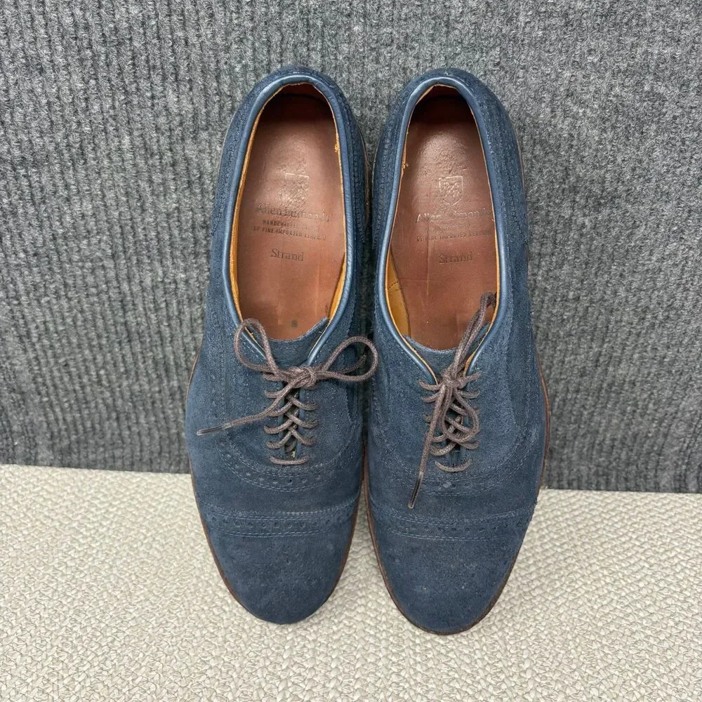Allen Edmonds Strand Cap Toe Oxfords Navy Blue Suede Dress Shoes Men’s 10 D